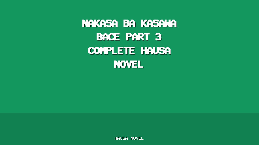 Nakasa Ba Kasawa Bace Part 3 Complete Hausa Novel